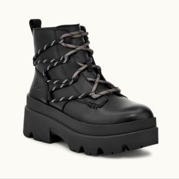 UGG Women's 9 Brisbane Lace-Up Boot Black - Picture 2 of 8